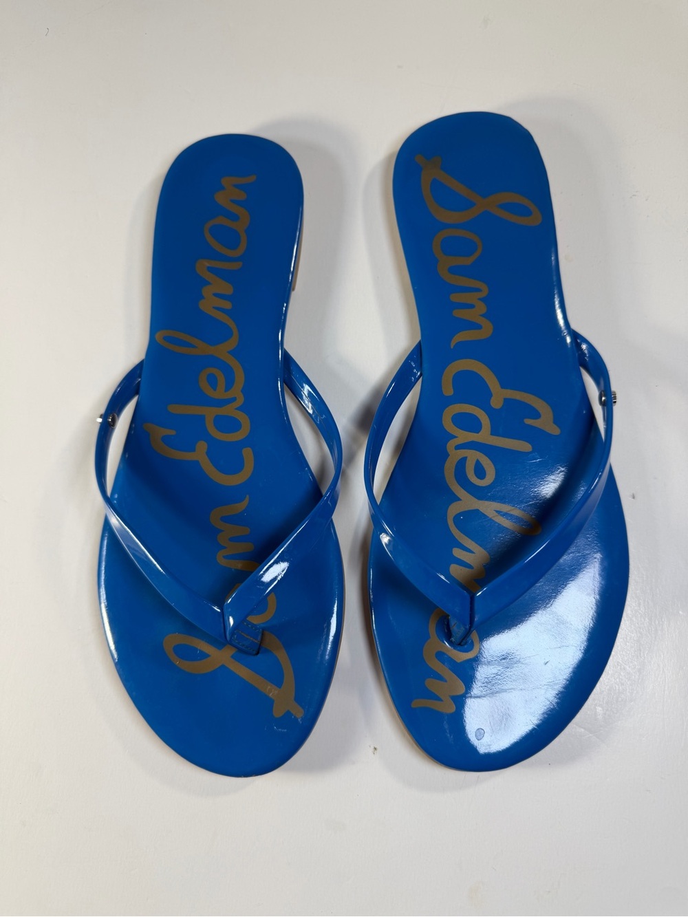 Sam Edelman Cobalt Blue Patent Thong Flip Flop Sandals Women’s 8.5